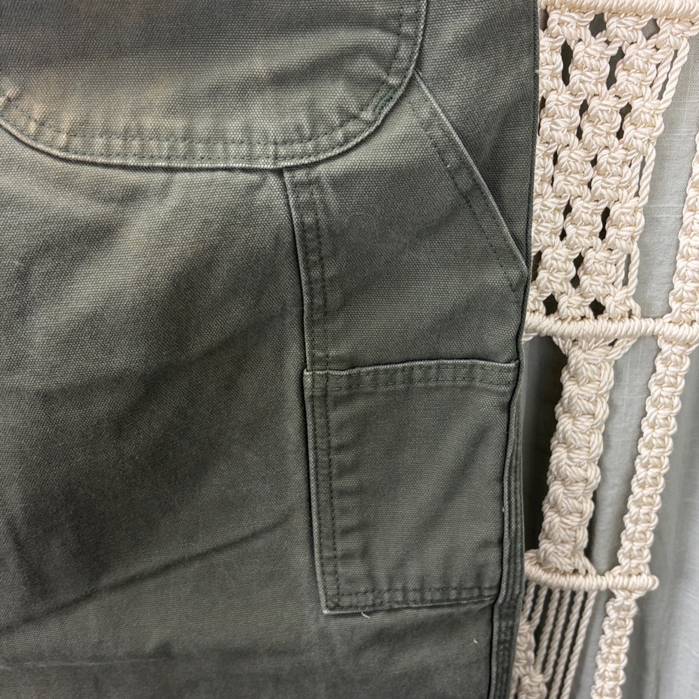 Dickies 2000s Y2K Olive Green Carpenter Heavy Weight Canvas Pants | 32x32 - Picture 4 of 13